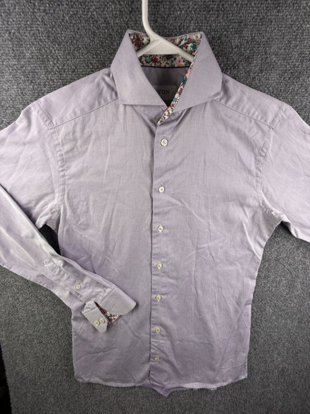 Eton 15 Slim Purple Cambridge Button Up Shirt Long Sleeve Men Designer Cutaway